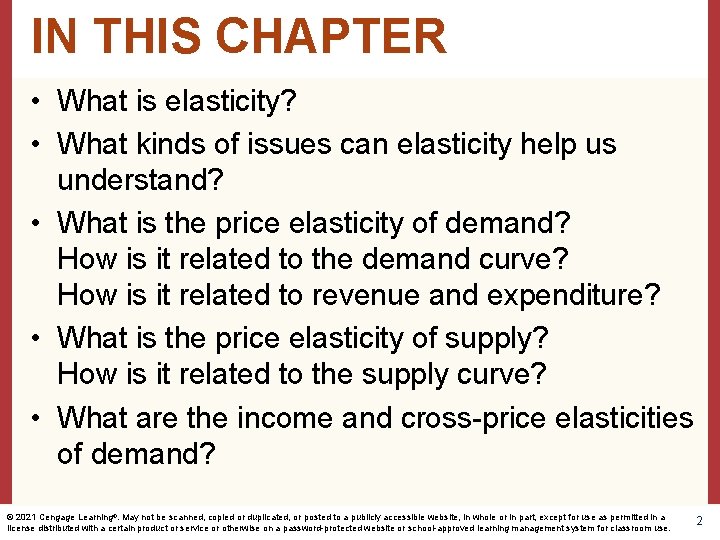 IN THIS CHAPTER • What is elasticity? • What kinds of issues can elasticity