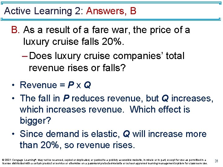 Active Learning 2: Answers, B B. As a result of a fare war, the