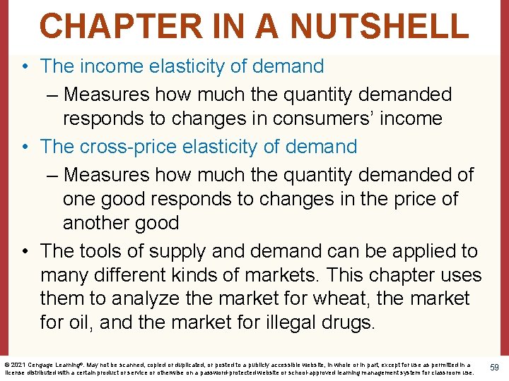 CHAPTER IN A NUTSHELL • The income elasticity of demand – Measures how much