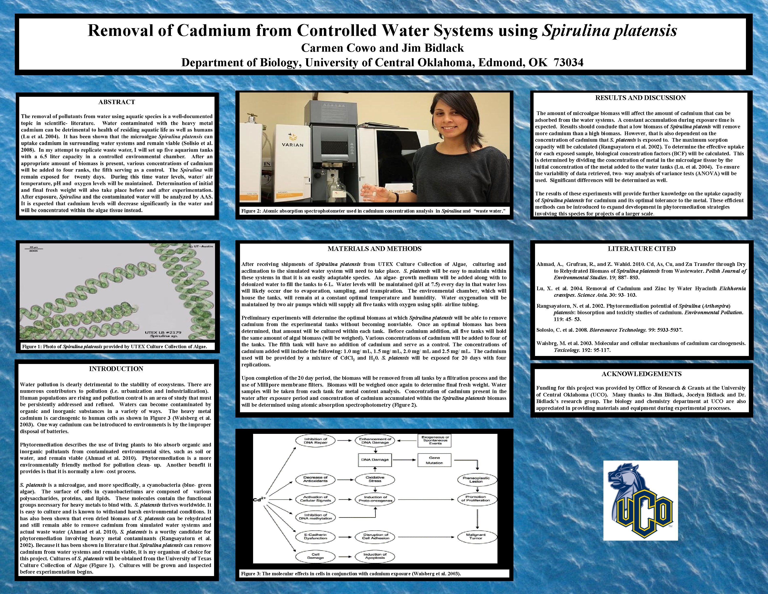 Removal of Cadmium from Controlled Water Systems using Spirulina platensis Carmen Cowo and Jim