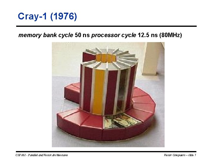 Cray 1 (1976) memory bank cycle 50 ns processor cycle 12. 5 ns (80