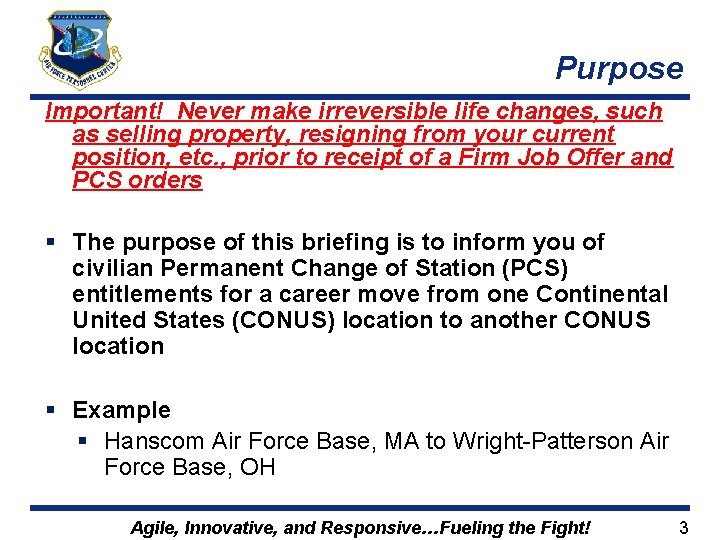 Purpose Important! Never make irreversible life changes, such as selling property, resigning from your