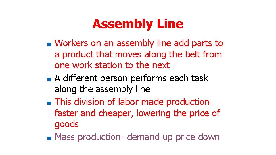 Assembly Line Workers on an assembly line add parts to a product that moves