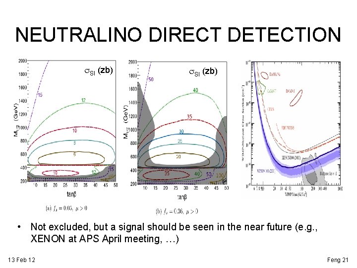 NEUTRALINO DIRECT DETECTION s. SI (zb) • Not excluded, but a signal should be