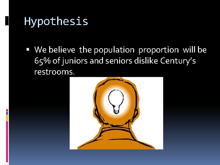 Hypothesis We believe the population proportion will be 65% of juniors and seniors dislike