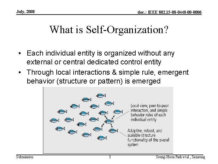 July, 2008 doc. : IEEE 802. 15 -08 -0448 -00 -0006 What is Self-Organization?