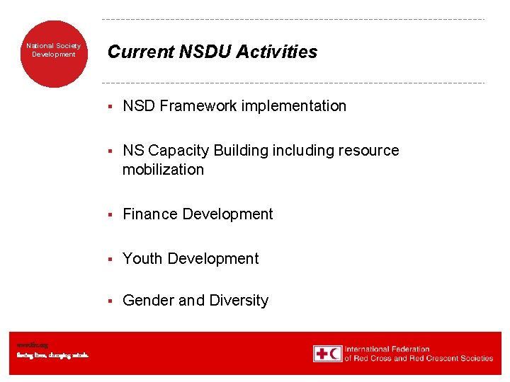 National Society Development www. ifrc. org Saving lives, changing minds. Current NSDU Activities §
