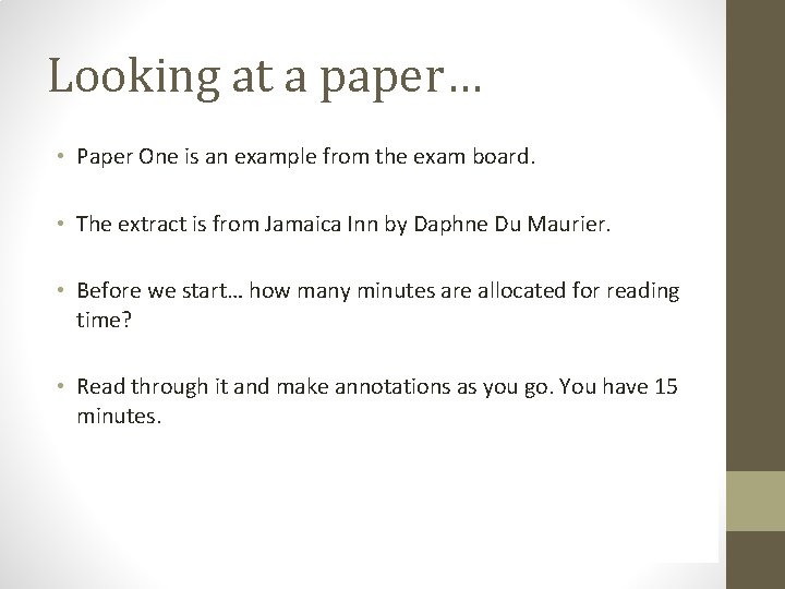Looking at a paper… • Paper One is an example from the exam board. Looking at a paper… • Paper One is an example from the exam board.