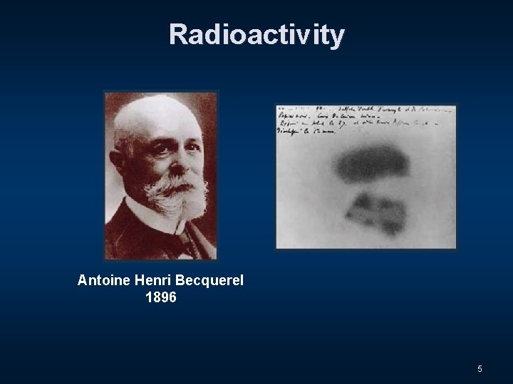 Radioactivity Antoine Henri Becquerel 1896 5 