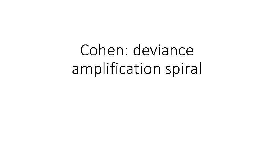 Cohen: deviance amplification spiral 