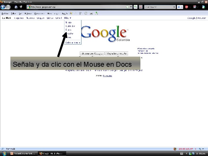 Señala y da clic con el Mouse en Docs 