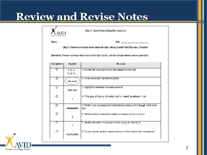 Review and Revise Notes 7 