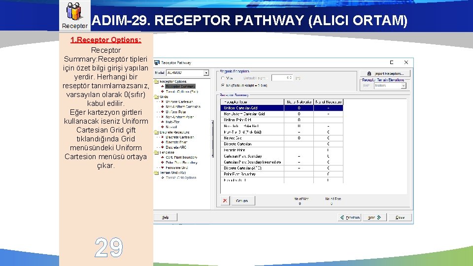 ADIM-29. RECEPTOR PATHWAY (ALICI ORTAM) 1. Receptor Options: Receptor Summary: Receptör tipleri için özet
