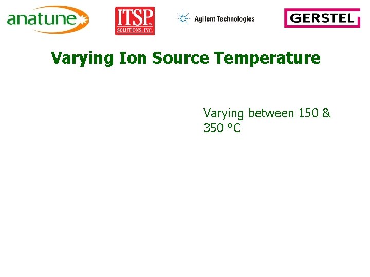 Varying Ion Source Temperature Varying between 150 & 350 °C 