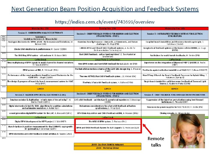 Next Generation Beam Position Acquisition and Feedback Systems https: //indico. cern. ch/event/743699/overview Remote talks