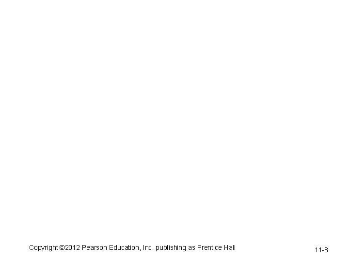 Copyright © 2012 Pearson Education, Inc. publishing as Prentice Hall 11 -8 