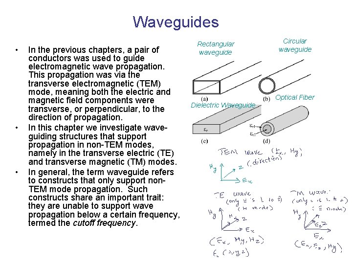 Waveguides • • • In the previous chapters, a pair of conductors was used