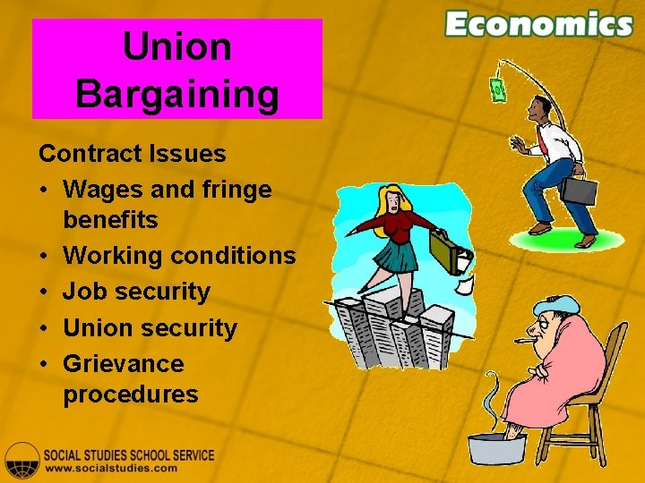 Union Bargaining Contract Issues • Wages and fringe benefits • Working conditions • Job
