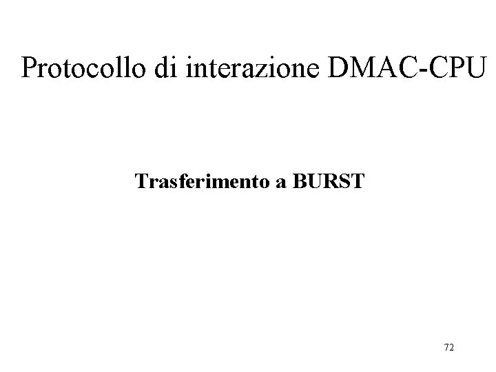Protocollo di interazione DMAC-CPU Trasferimento a BURST 72 