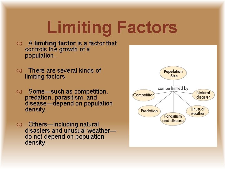 Limiting Factors A limiting factor is a factor that controls the growth of a