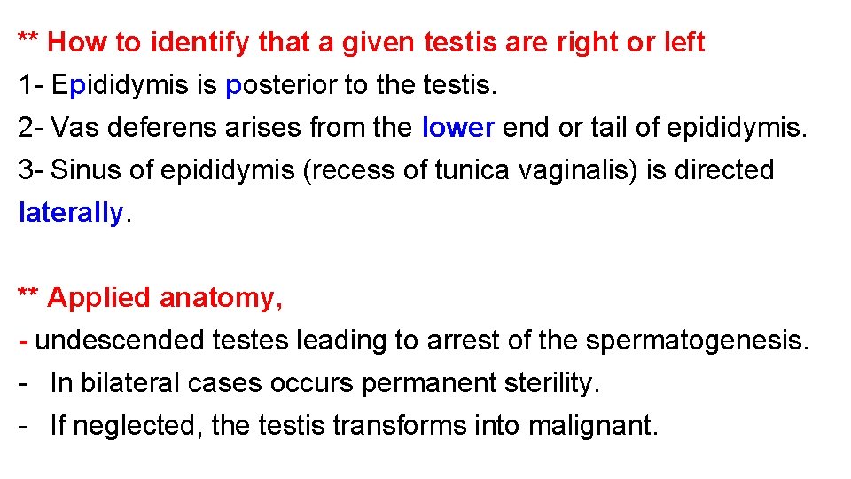** How to identify that a given testis are right or left 1 -