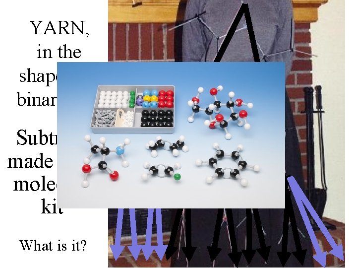 YARN, in the shape of a binary tree Subtrees made with molecule kit What