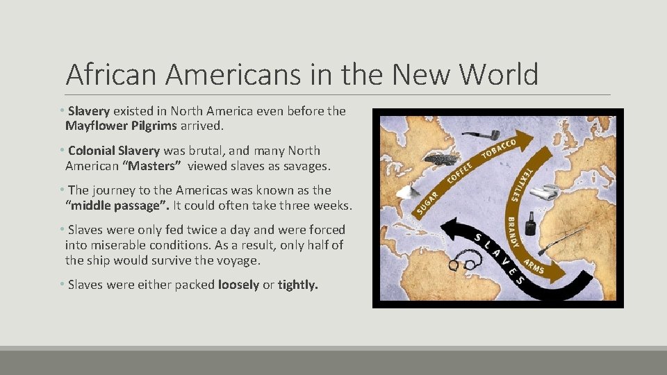 African Americans in the New World • Slavery existed in North America even before