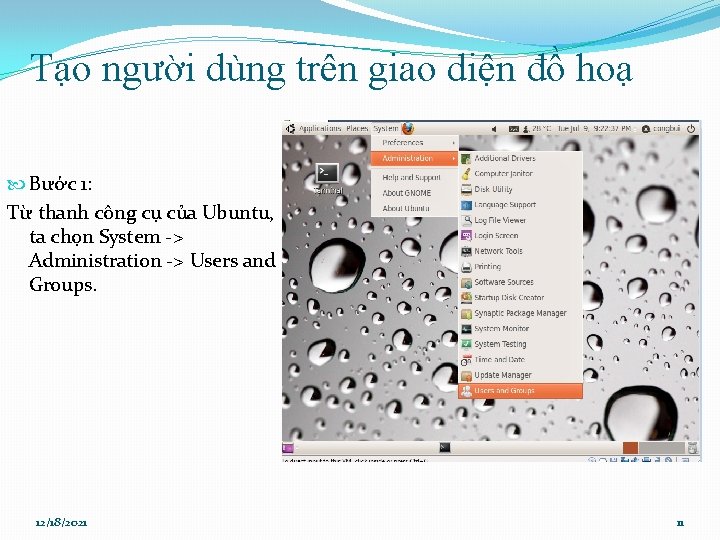 Tạo người dùng trên giao diện đồ hoạ Bước 1: Từ thanh công cụ