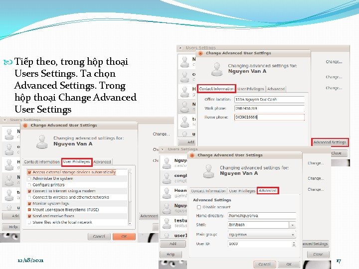  Tiếp theo, trong hộp thoại Users Settings. Ta chọn Advanced Settings. Trong hộp