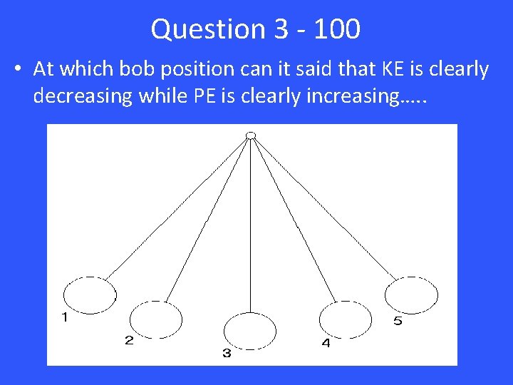 Question 3 - 100 • At which bob position can it said that KE