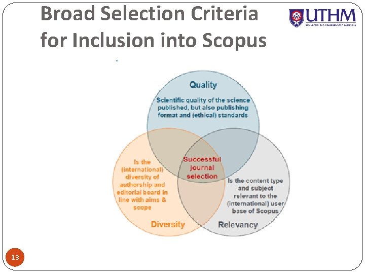 Broad Selection Criteria for Inclusion into Scopus 13 