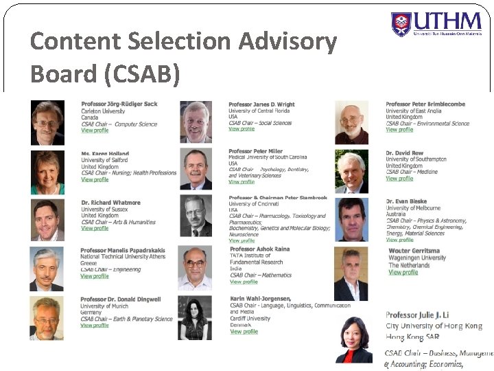 Content Selection Advisory Board (CSAB) 14 