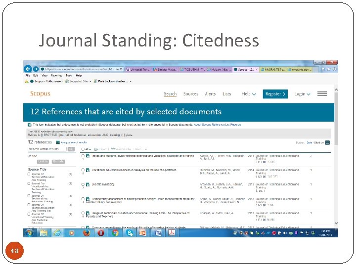 Journal Standing: Citedness 48 