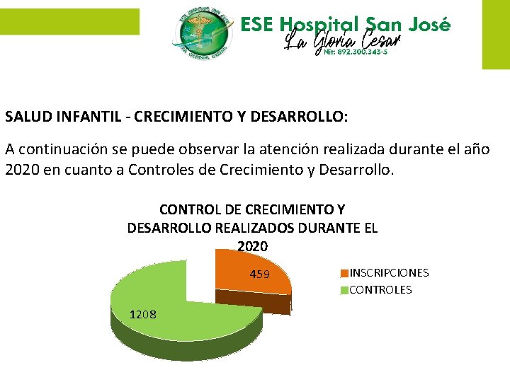 SALUD INFANTIL - CRECIMIENTO Y DESARROLLO: A continuación se puede observar la atención realizada