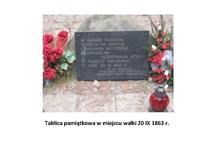 Tablica pamiątkowa w miejscu walki 20 IX 1863 r. 