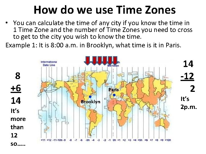 How do we use Time Zones • You can calculate the time of any How do we use Time Zones • You can calculate the time of any