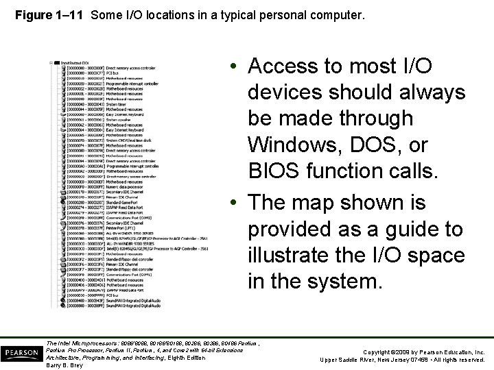 Figure 1– 11 Some I/O locations in a typical personal computer. • Access to