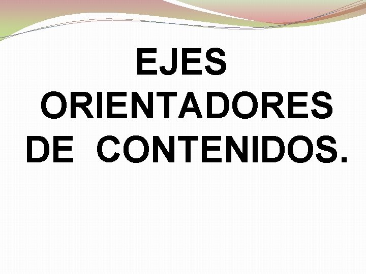 EJES ORIENTADORES DE CONTENIDOS. 
