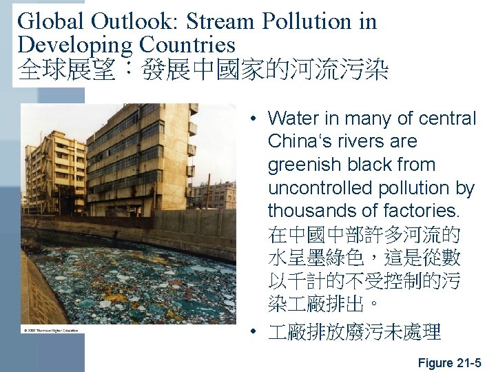 Global Outlook: Stream Pollution in Developing Countries 全球展望：發展中國家的河流污染 • Water in many of central