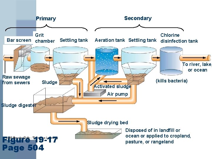 Secondary Primary Grit Bar screen chamber Settling tank Chlorine Aeration tank Settling tank disinfection