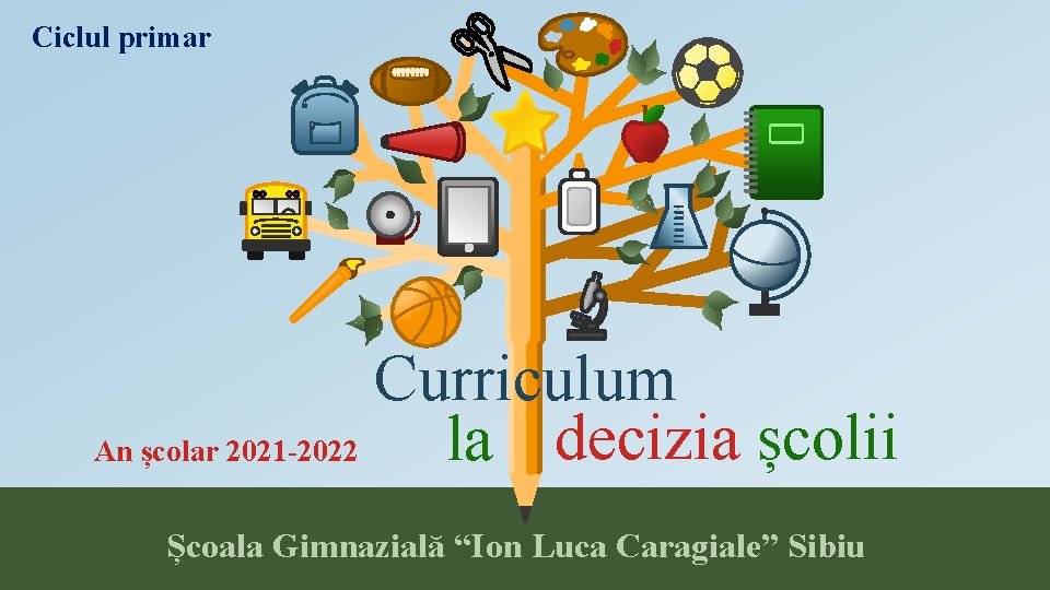 Ciclul primar Curriculum la decizia școlii An școlar 2021 -2022 Școala Gimnazială “Ion Luca