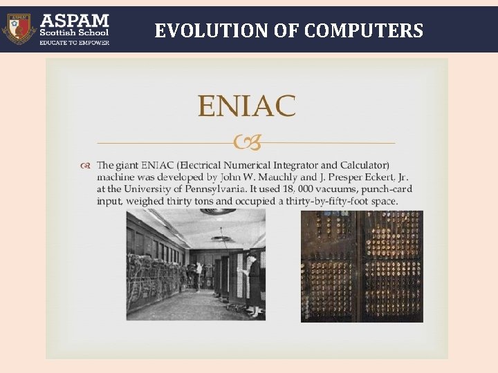 EVOLUTION OF COMPUTERS 