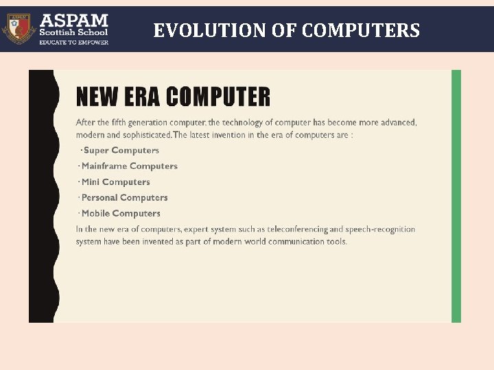 EVOLUTION OF COMPUTERS 