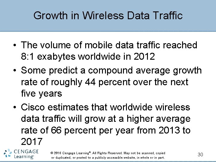 Growth in Wireless Data Traffic • The volume of mobile data traffic reached 8: