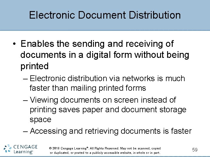 Electronic Document Distribution • Enables the sending and receiving of documents in a digital