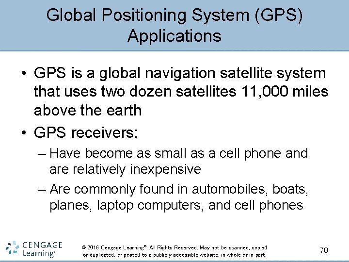 Global Positioning System (GPS) Applications • GPS is a global navigation satellite system that