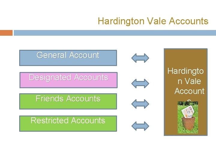 Hardington Vale Accounts General Account Designated Accounts Friends Accounts Restricted Accounts Hardingto n Vale