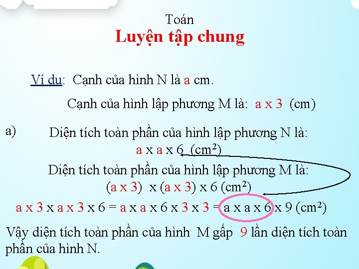 Toán Luyện tập chung Ví dụ: Cạnh của hình N là a cm. Cạnh