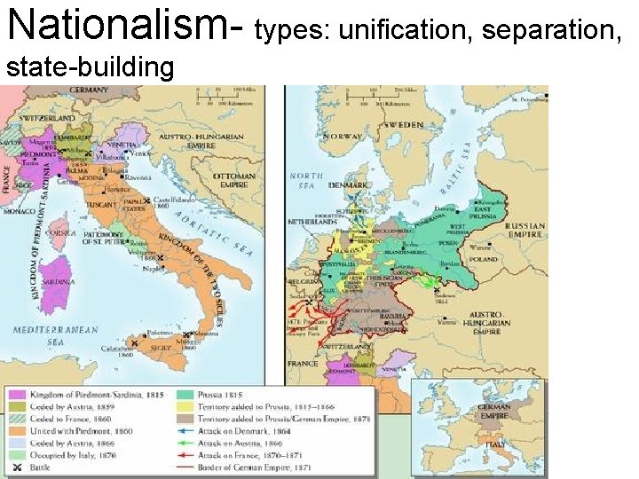 Nationalism- types: unification, separation, state-building 