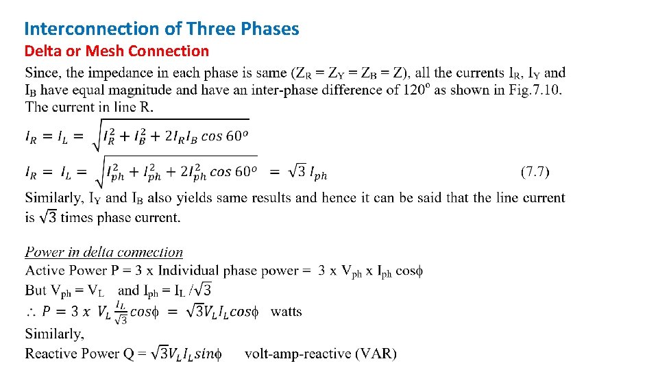 Interconnection of Three Phases Delta or Mesh Connection 